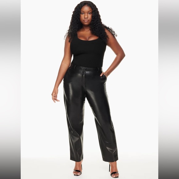 Aritzia Babaton Black Command Pant Vegan Leather Full Length - Picture 1 of 16